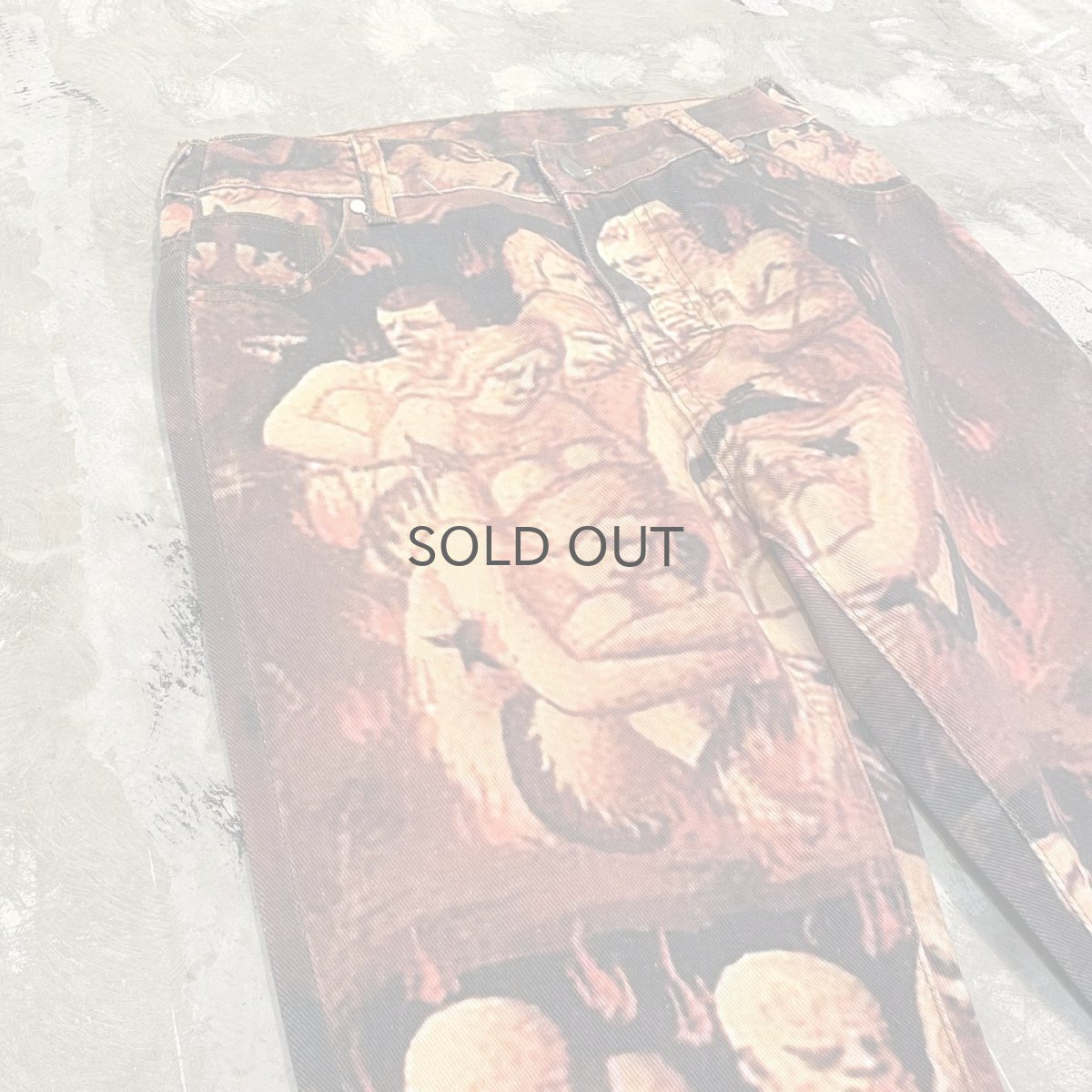 画像3: ALL OVER ART PATTERN FLARE SILHOUETTE PANTS / W29 (3)