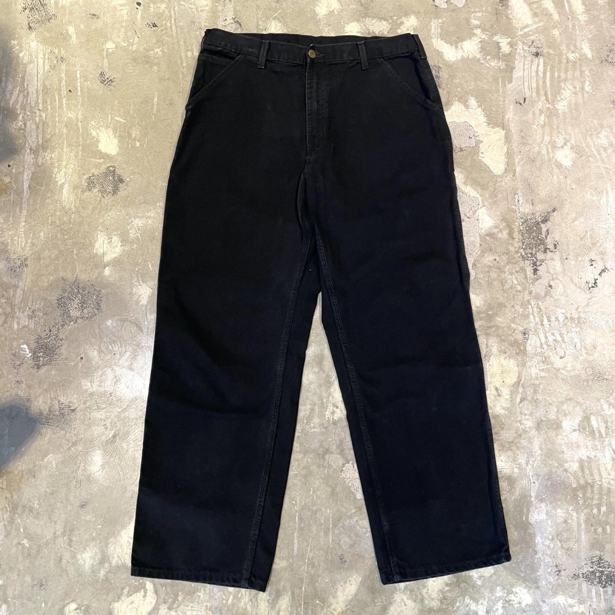 画像1: 【CARHARTT】BLACK COLOR WIDE SILHOUETTE WORK PANTS / W35 (1)