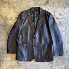 画像1: BLACK COLOR REAL LEATHER TAILORED DESIGN JACKET / Ladies L (1)