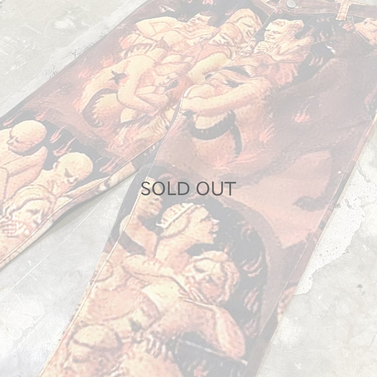 画像4: ALL OVER ART PATTERN FLARE SILHOUETTE PANTS / W29 (4)