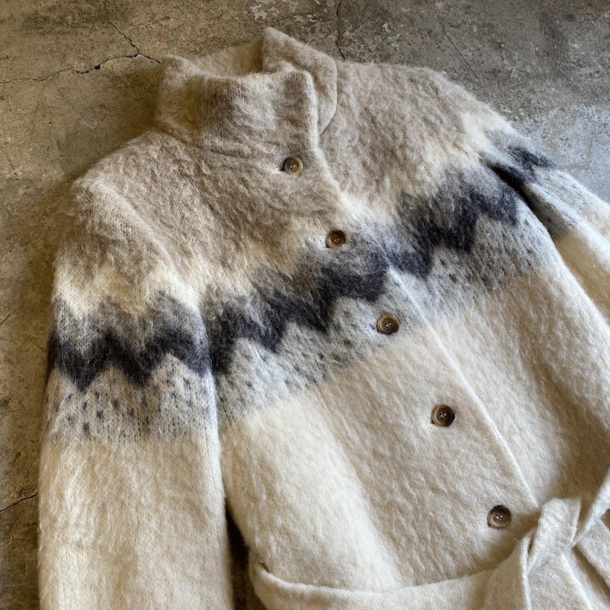 画像3: OLD NORDIC DESIGN PURE WOOL LONG COAT / Ladies M / MADE IN ICELAND (3)