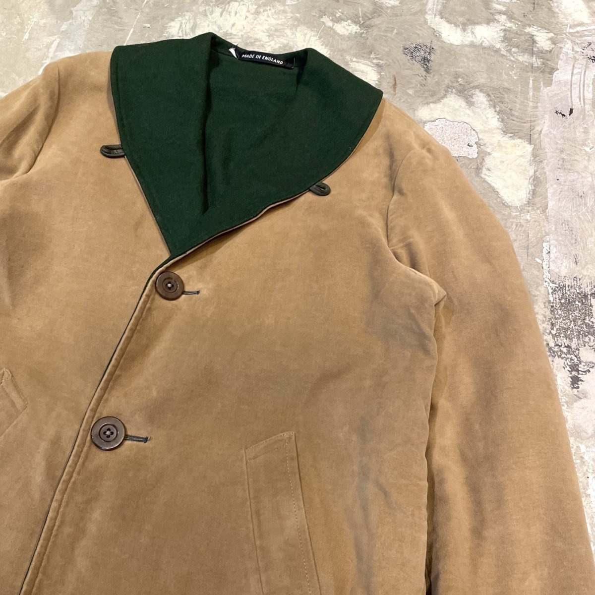 画像6: REVERSIBLE SHAWL COLLAR MIDDLE COAT / Mens L / MADE IN ENGLAND (6)