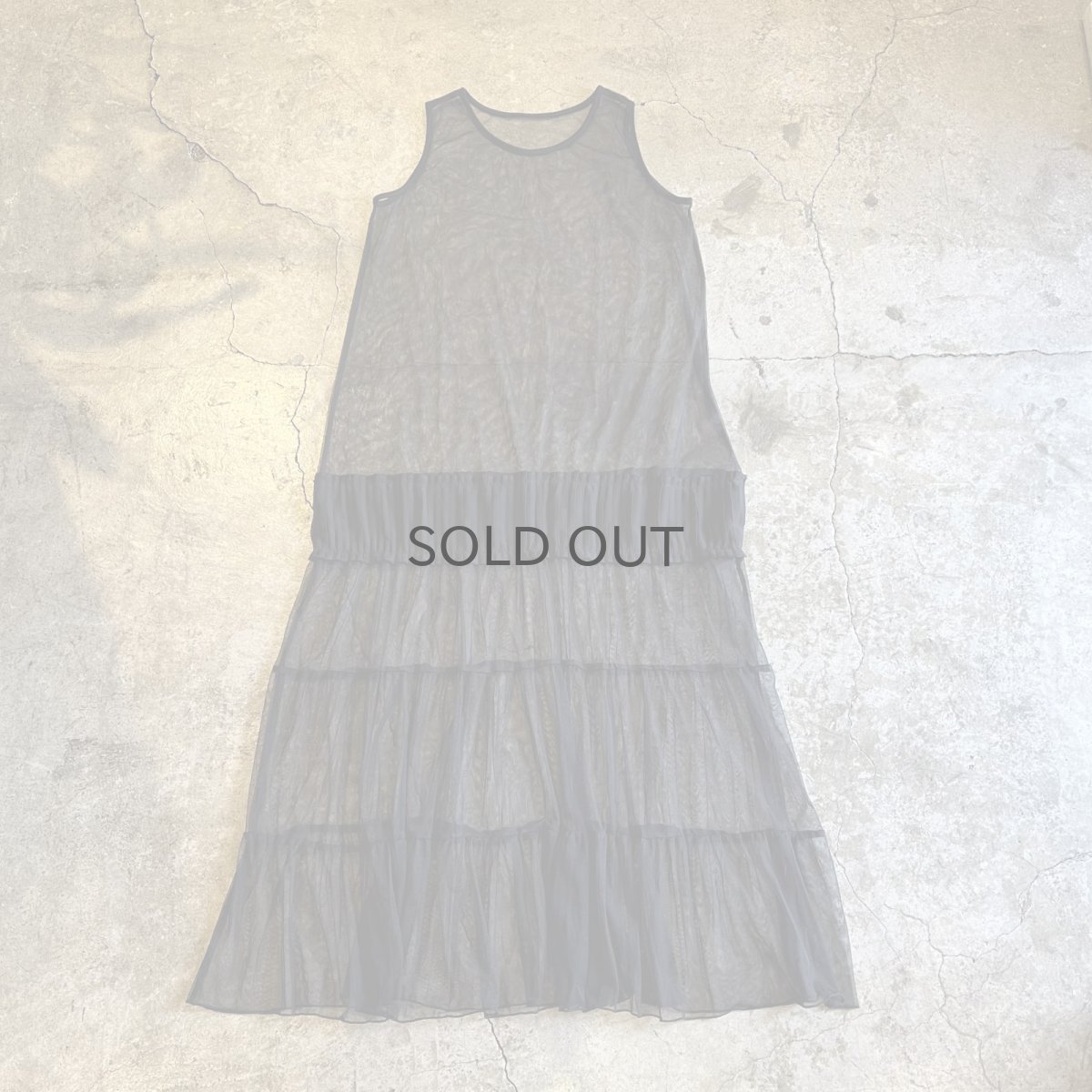 画像1: BLACK COLOR TIERED DESIGN TULLE LONG ONE PIECE / Ladies M (1)