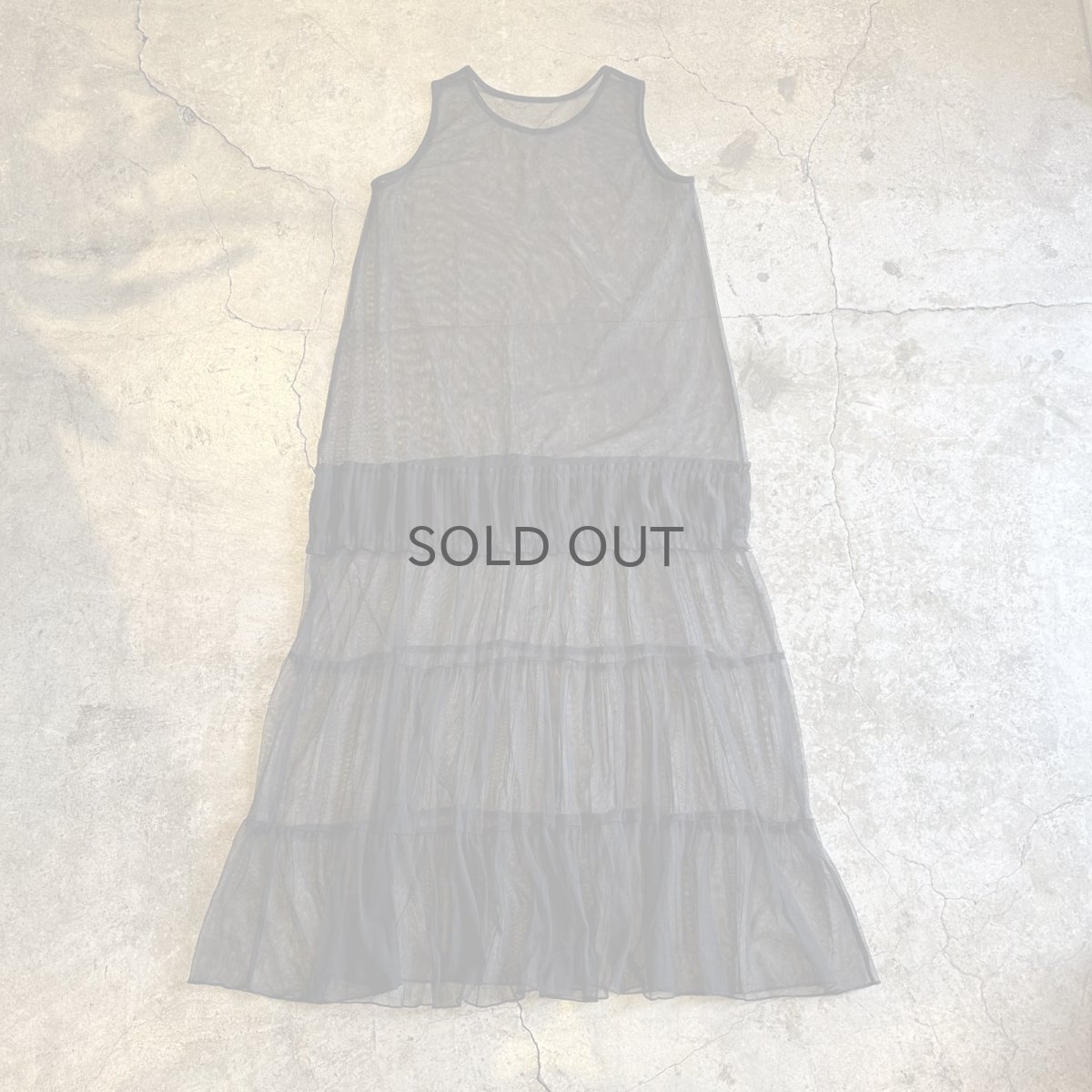 画像2: BLACK COLOR TIERED DESIGN TULLE LONG ONE PIECE / Ladies M (2)
