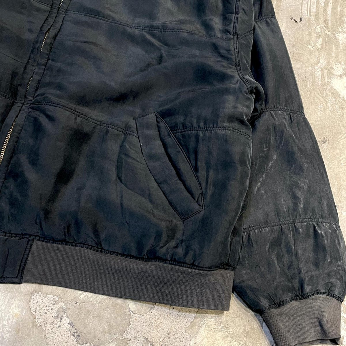 画像6: OLD BLACK COLOR SILK BLOUSON / Mens L (6)