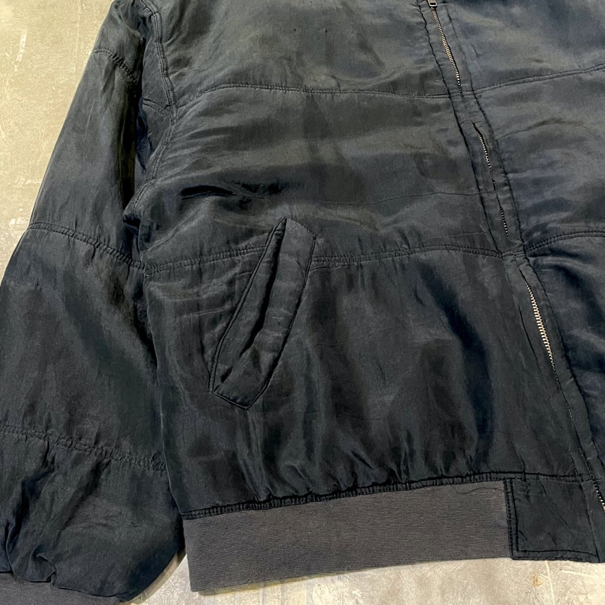 画像5: OLD BLACK COLOR SILK BLOUSON / Mens L (5)