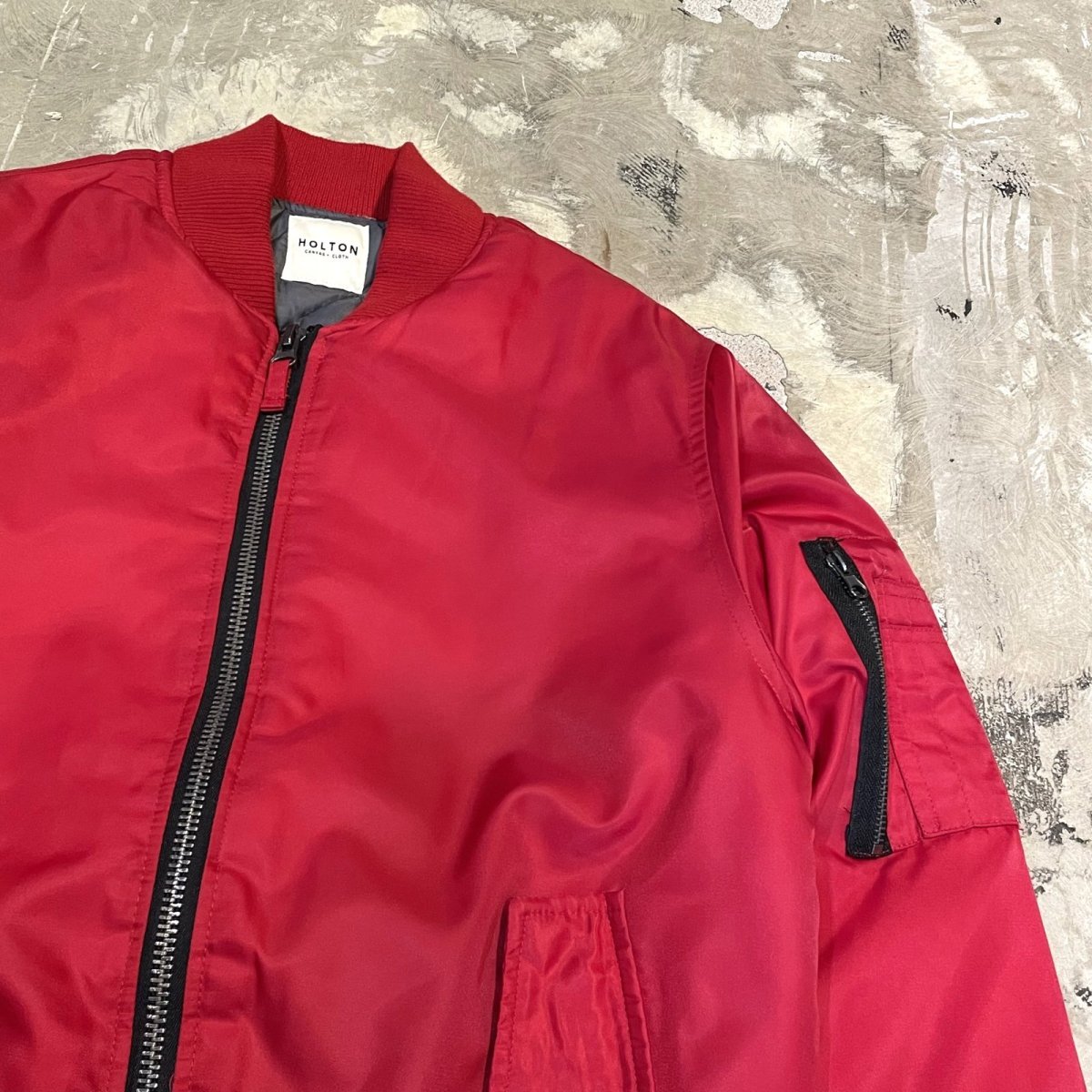 画像4: RED COLOR MA-1 STYLE BOMBER JACKET / Mens L (4)