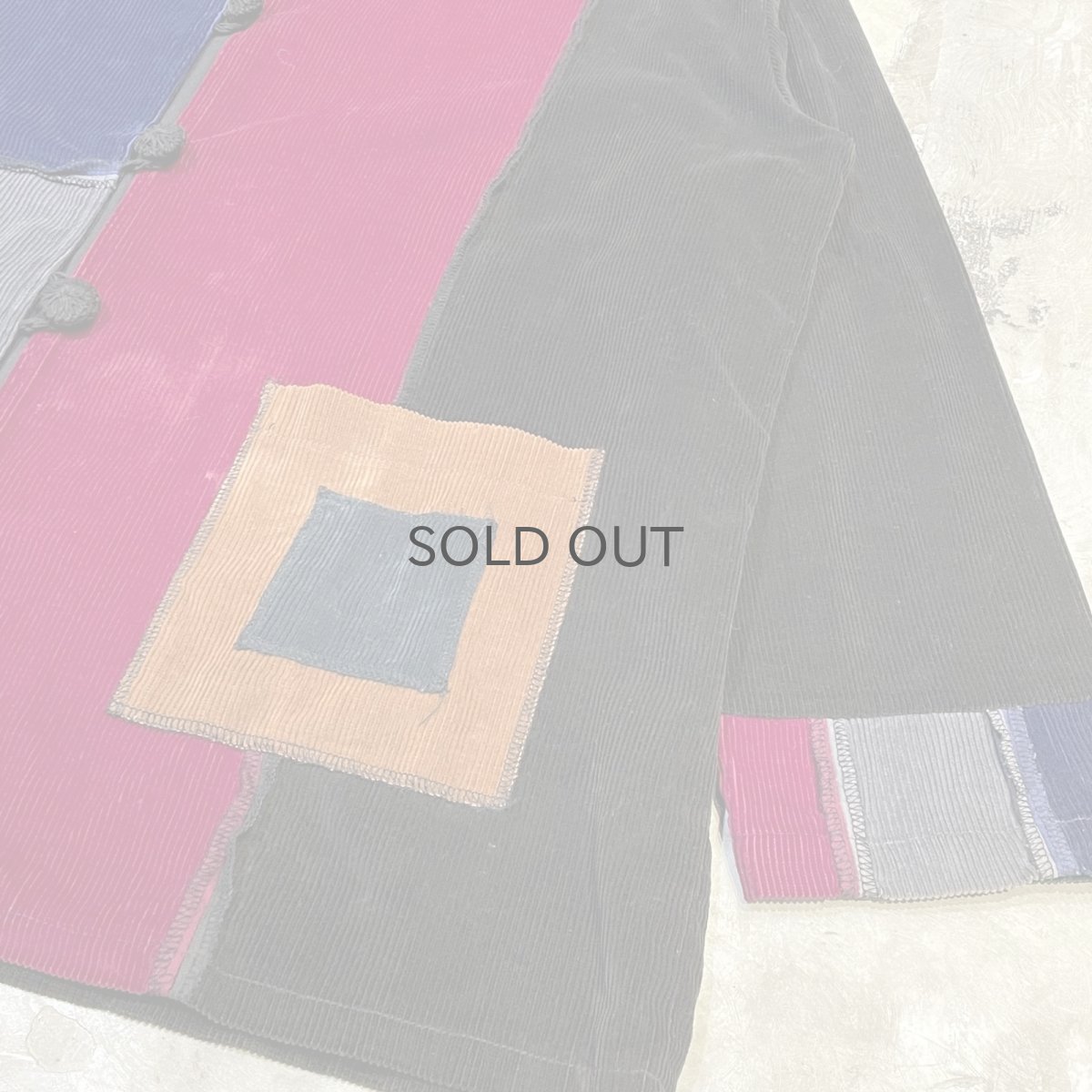 画像6: CORDUROY PATCHWORK NO COLLAR CARDIGAN / Mens XL (6)