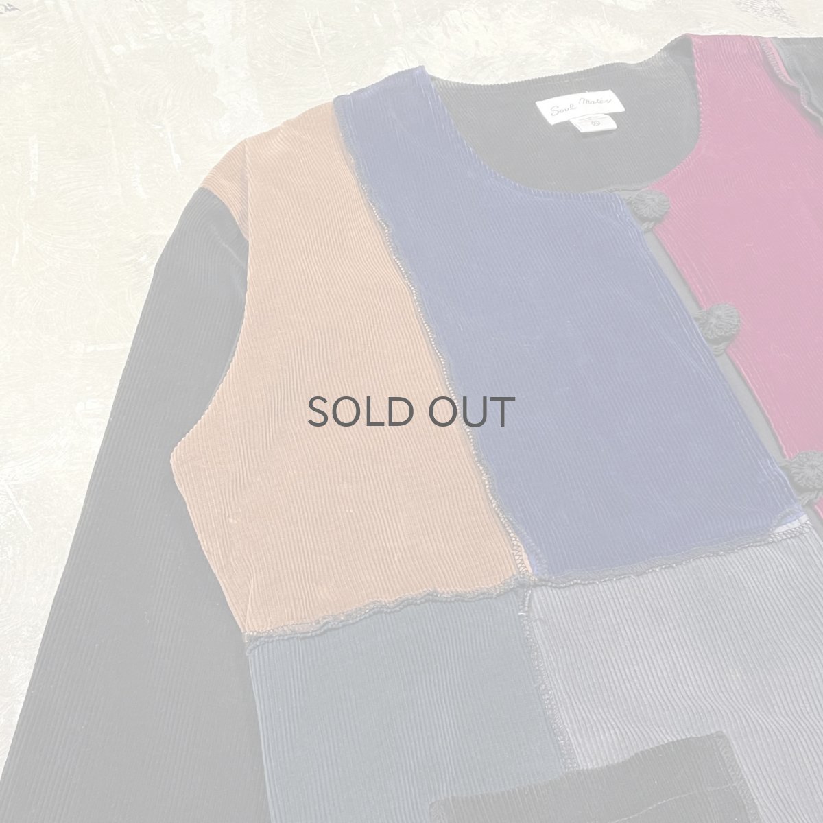 画像3: CORDUROY PATCHWORK NO COLLAR CARDIGAN / Mens XL (3)