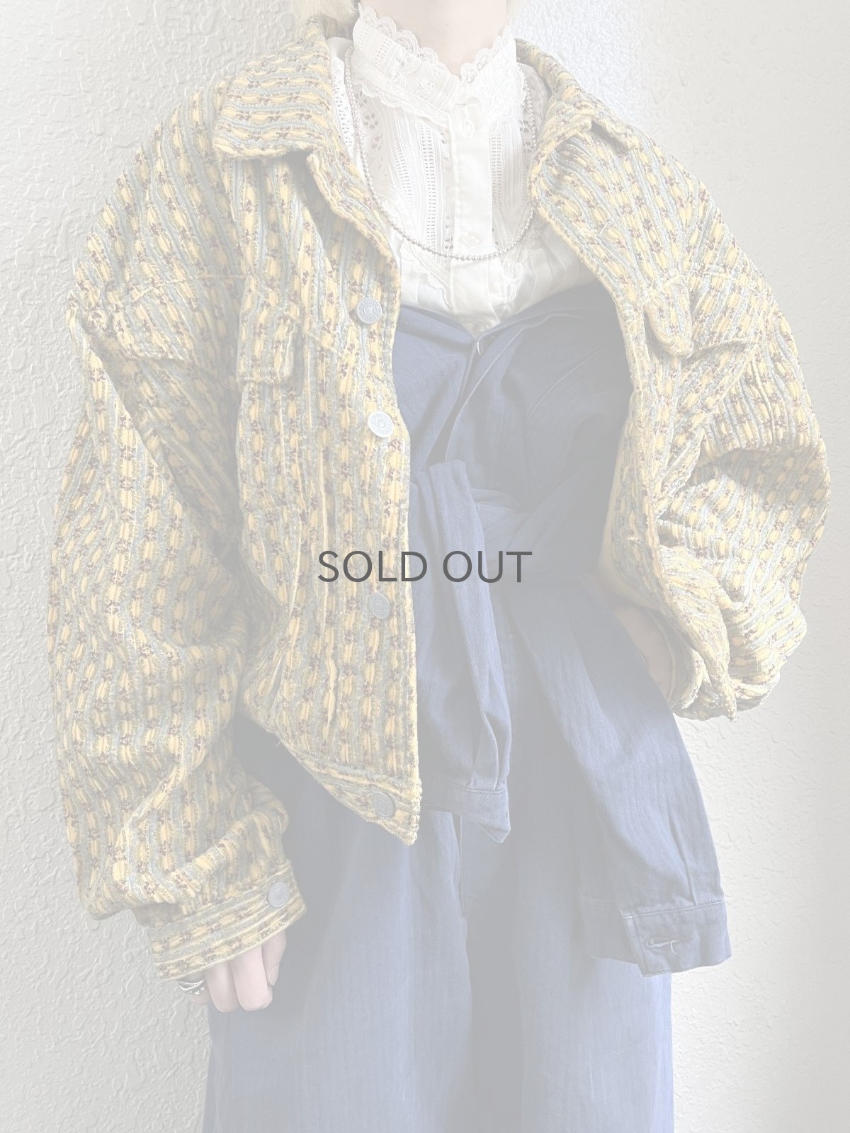 画像12: OLD ALL OVER PATTERN DESIGN CORDUROY JACKET / Ladies L / MADE IN FRANCE (12)