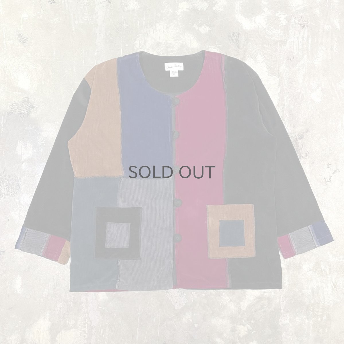 画像1: CORDUROY PATCHWORK NO COLLAR CARDIGAN / Mens XL (1)