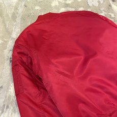 画像9: RED COLOR MA-1 STYLE BOMBER JACKET / Mens L (9)