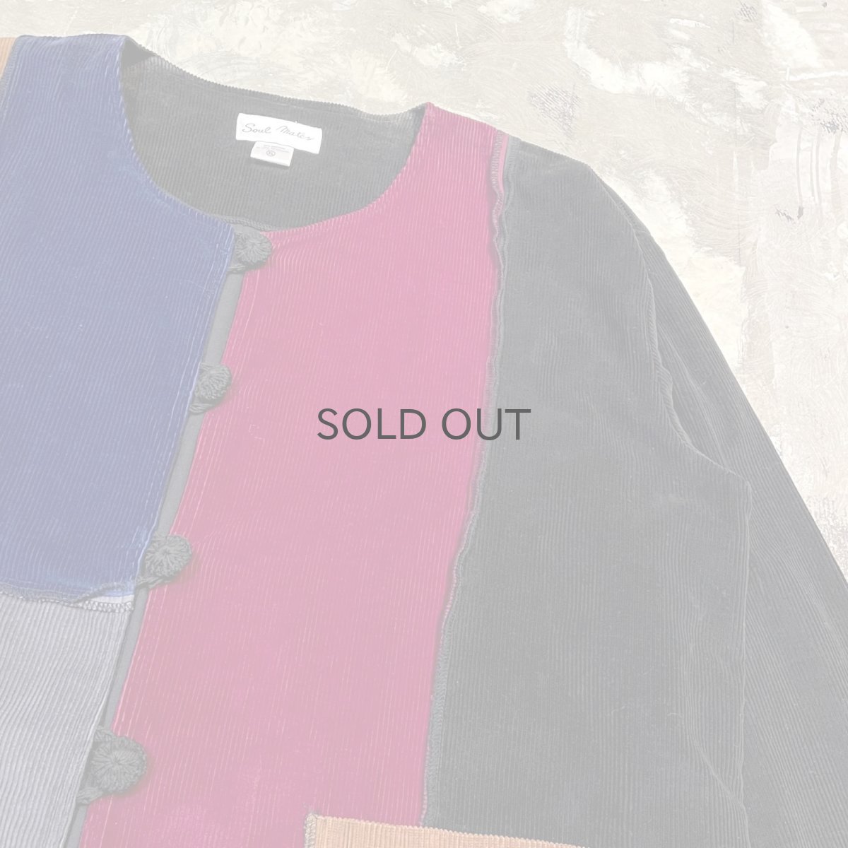 画像4: CORDUROY PATCHWORK NO COLLAR CARDIGAN / Mens XL (4)