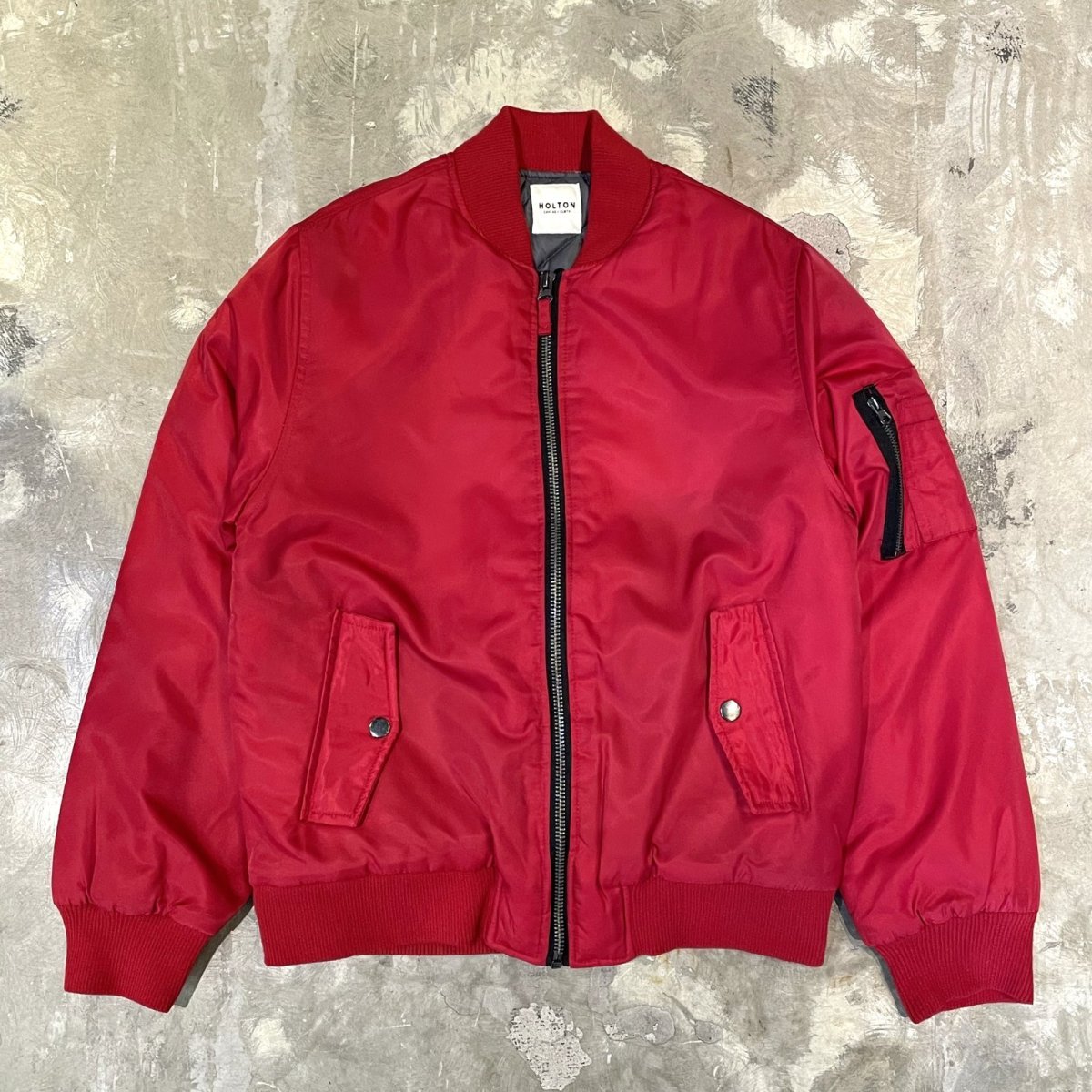 画像1: RED COLOR MA-1 STYLE BOMBER JACKET / Mens L (1)