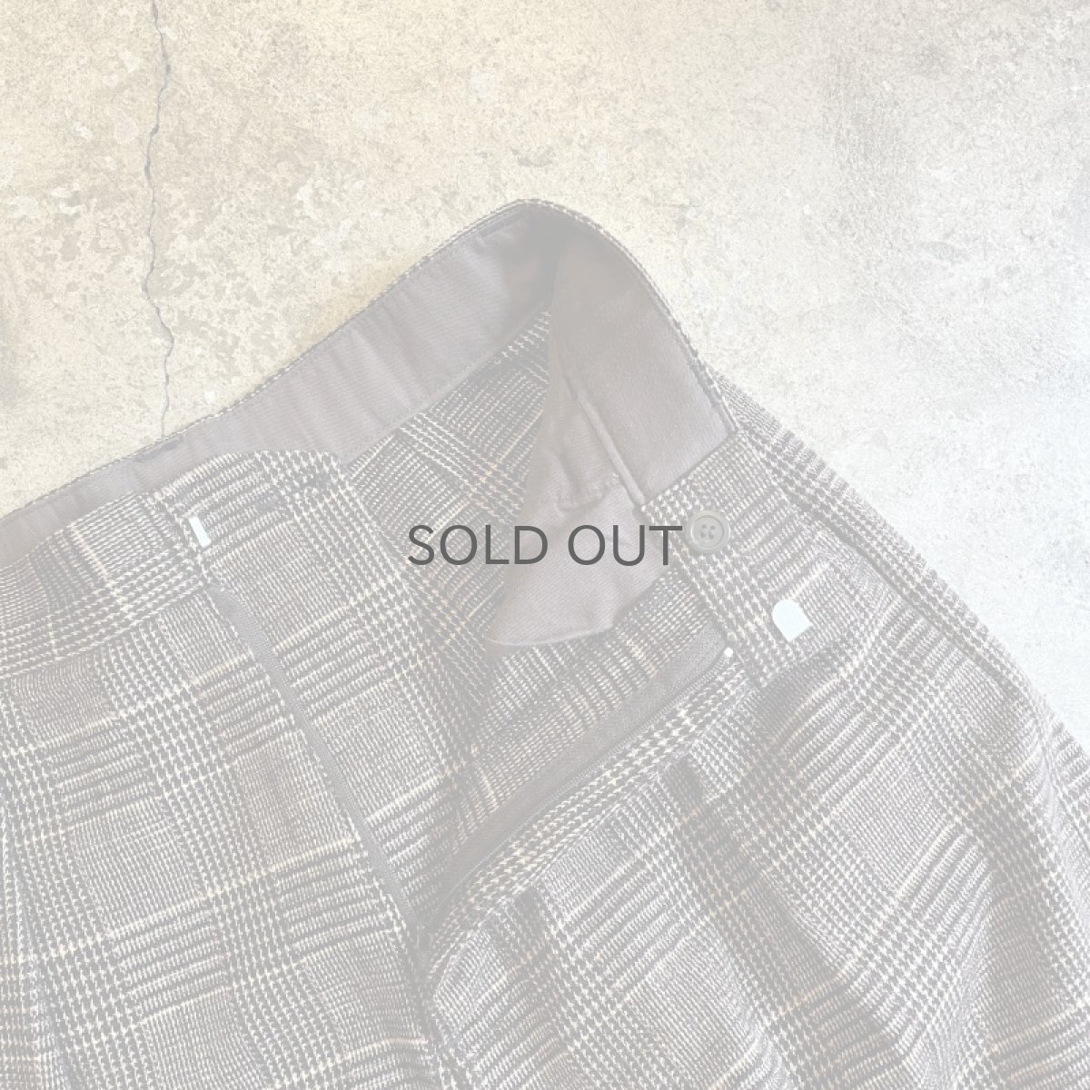 画像8: BROWN COLOR 1 TUCK DESIGN GLEN CHECK PATTERN SLACKS PANTS / W28 (8)