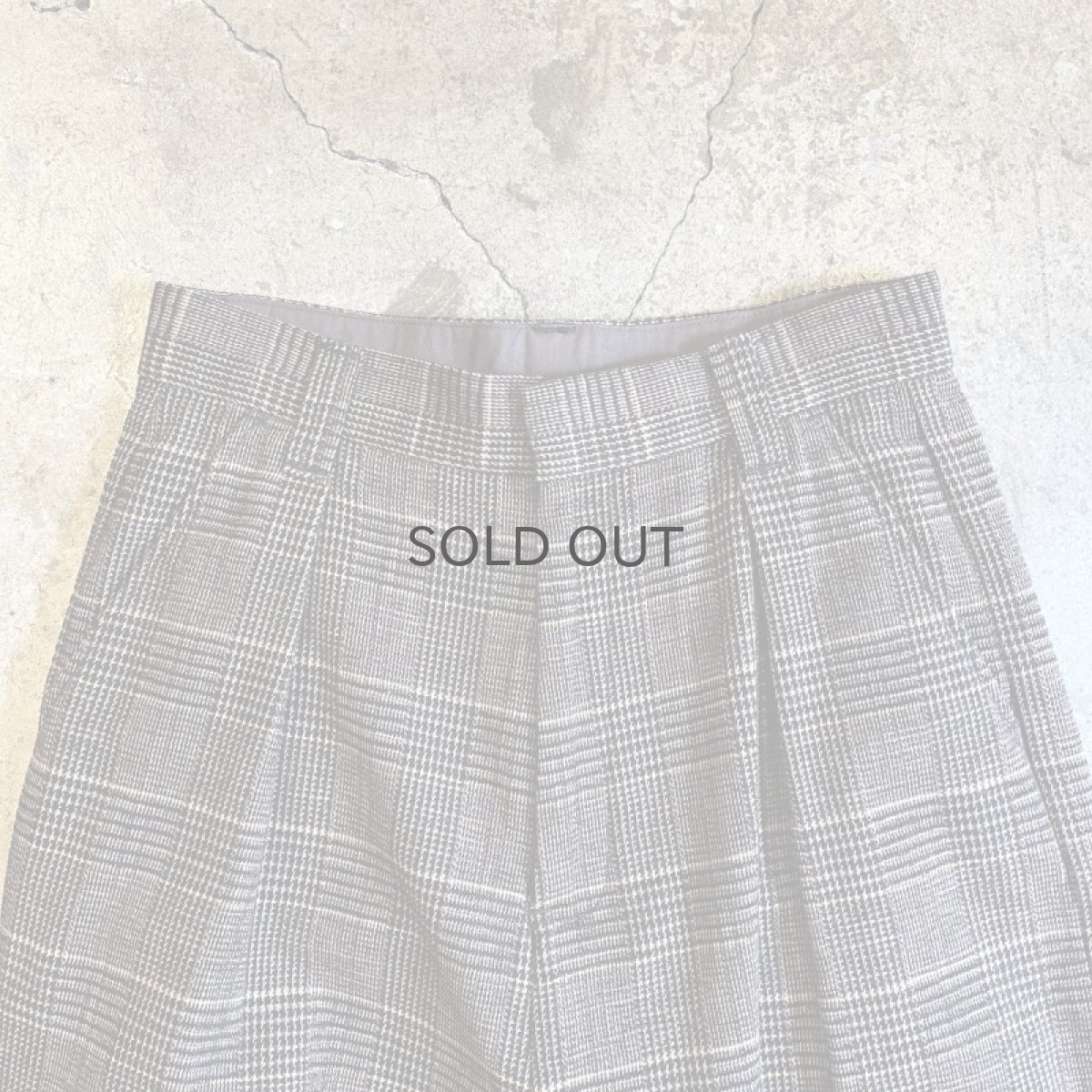 画像6: BROWN COLOR 1 TUCK DESIGN GLEN CHECK PATTERN SLACKS PANTS / W28 (6)