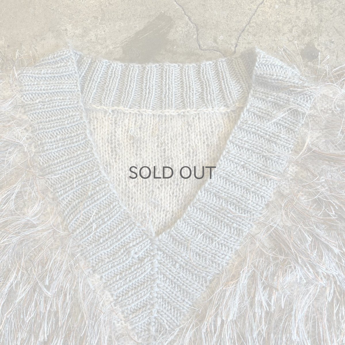 画像9: 80's MIX COLOR FRINGE V NECK DESIGN KNIT SWEATER / Ladies L (9)