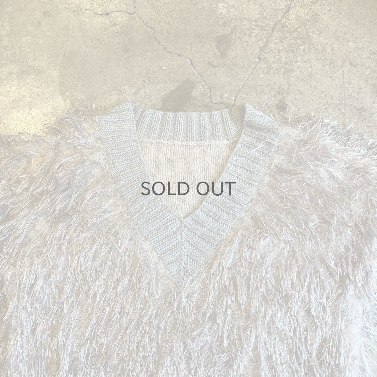 画像8: 80's MIX COLOR FRINGE V NECK DESIGN KNIT SWEATER / Ladies L (8)