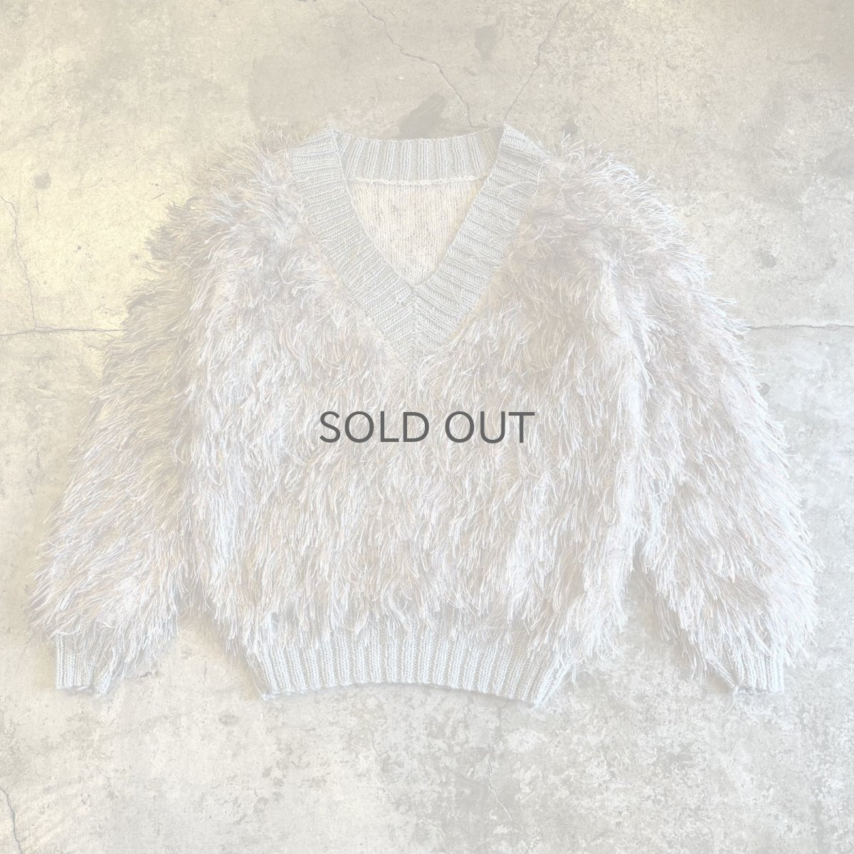 画像1: 80's MIX COLOR FRINGE V NECK DESIGN KNIT SWEATER / Ladies L (1)