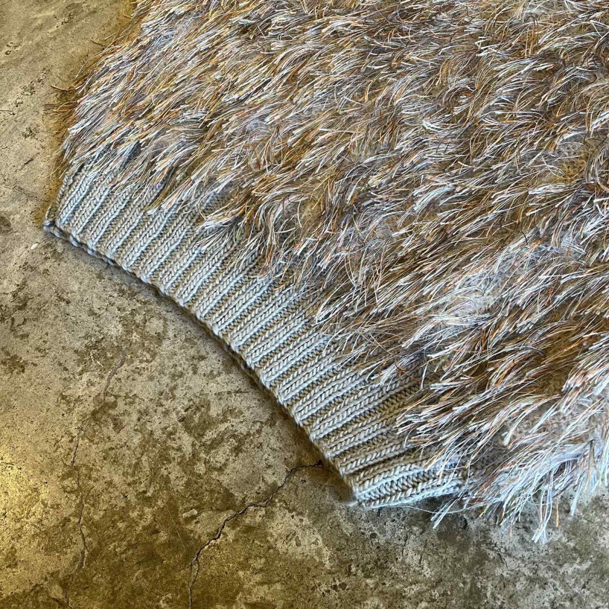 画像4: 80's MIX COLOR FRINGE V NECK DESIGN KNIT SWEATER / Ladies L (4)