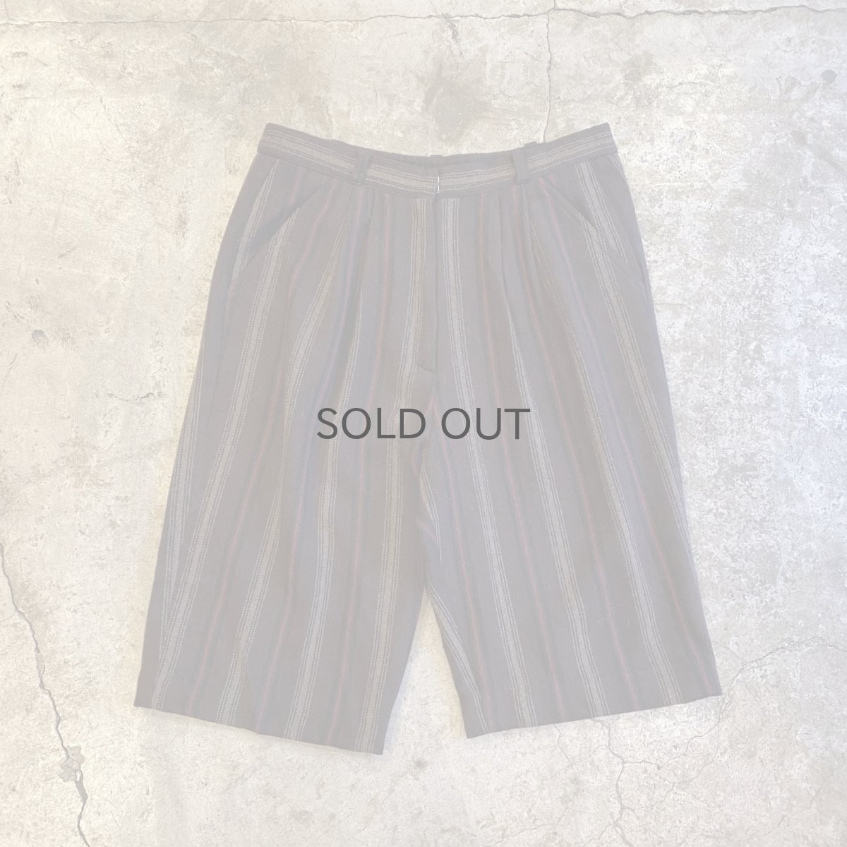 画像1: IVY STRIPE DESIGN WOOL SLACKS HALF PANTS / W28 (1)