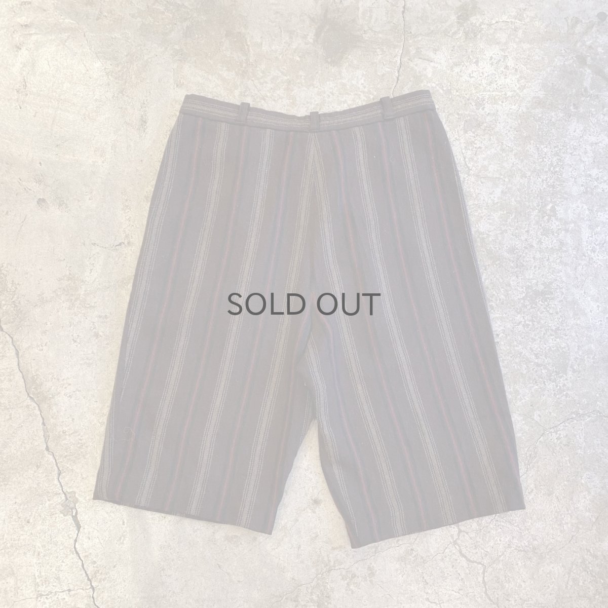 画像2: IVY STRIPE DESIGN WOOL SLACKS HALF PANTS / W28 (2)