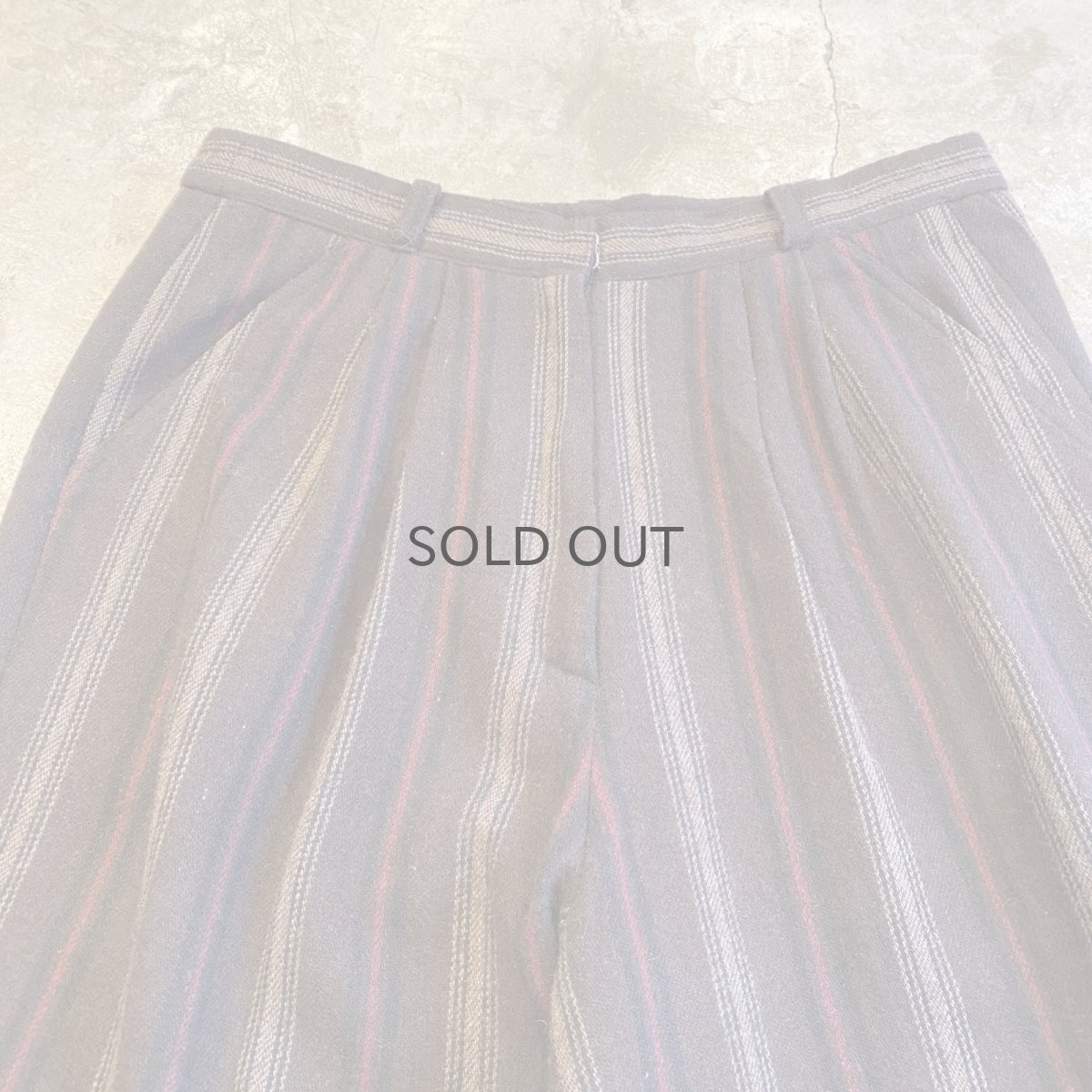画像4: IVY STRIPE DESIGN WOOL SLACKS HALF PANTS / W28 (4)
