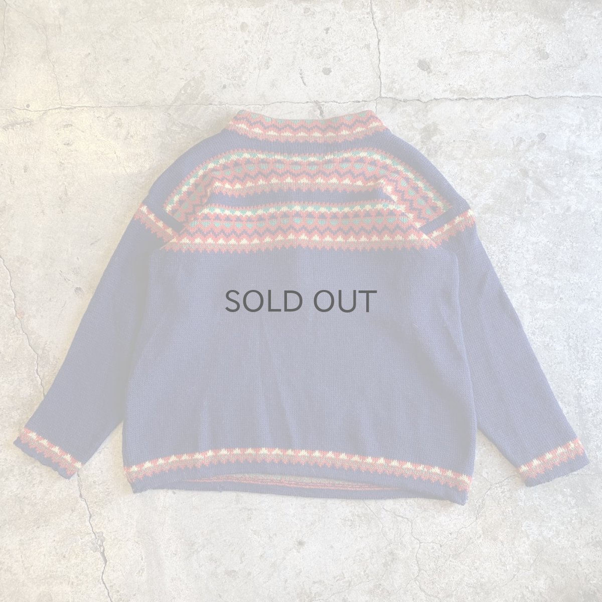 画像2: OLD NATIVE PATTERN LACE UP DESIGN NORDIC KNIT TOPS / Ladies L / MADE IN NOWAY  (2)