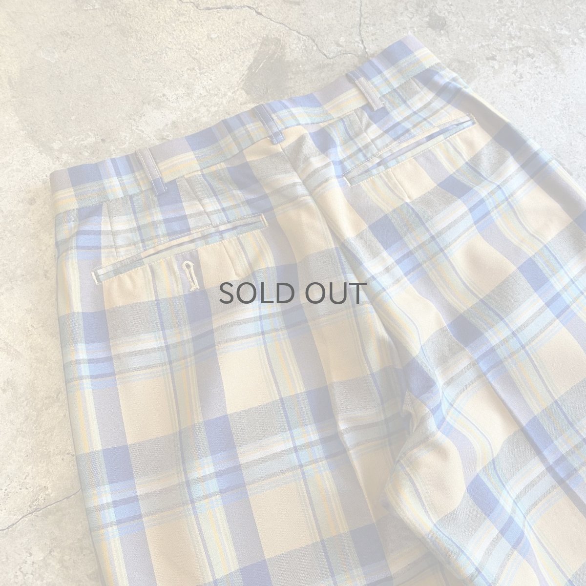 画像9: COLOR CHECK PATTERN 2 TUCK DESIGN SLACKS PANTS / W28 (9)