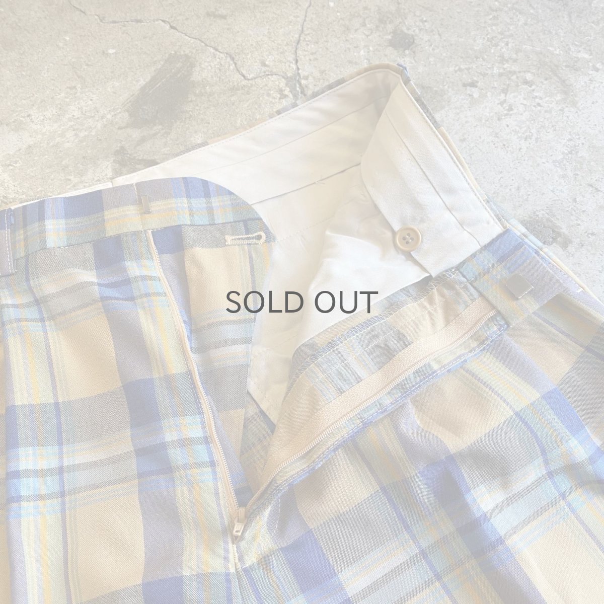 画像7: COLOR CHECK PATTERN 2 TUCK DESIGN SLACKS PANTS / W28 (7)