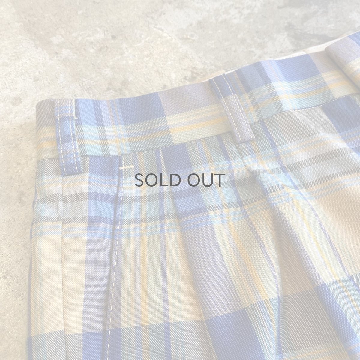 画像6: COLOR CHECK PATTERN 2 TUCK DESIGN SLACKS PANTS / W28 (6)