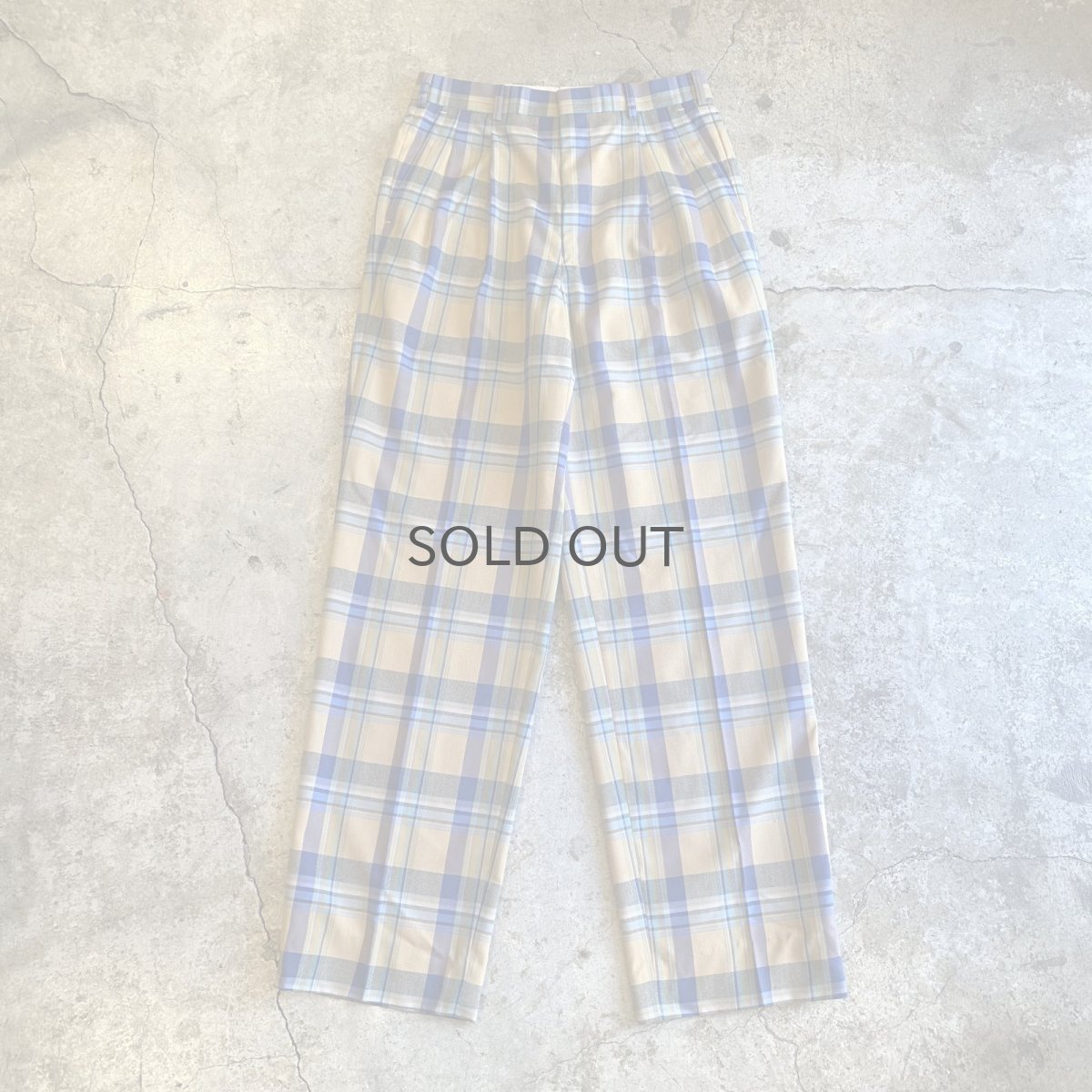 画像1: COLOR CHECK PATTERN 2 TUCK DESIGN SLACKS PANTS / W28 (1)