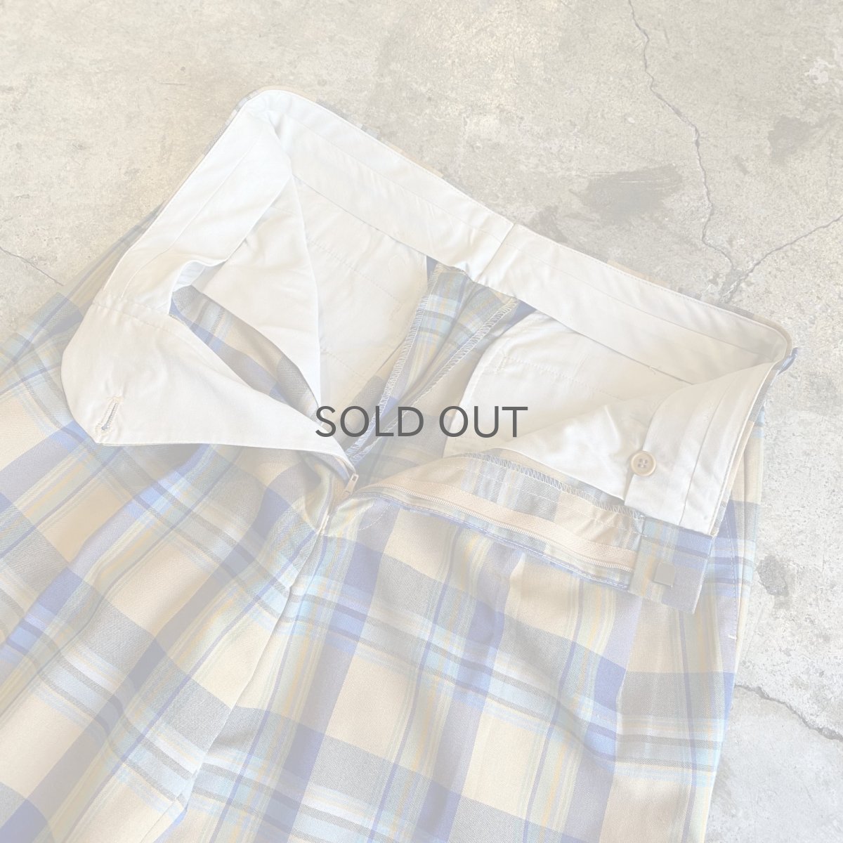 画像8: COLOR CHECK PATTERN 2 TUCK DESIGN SLACKS PANTS / W28 (8)