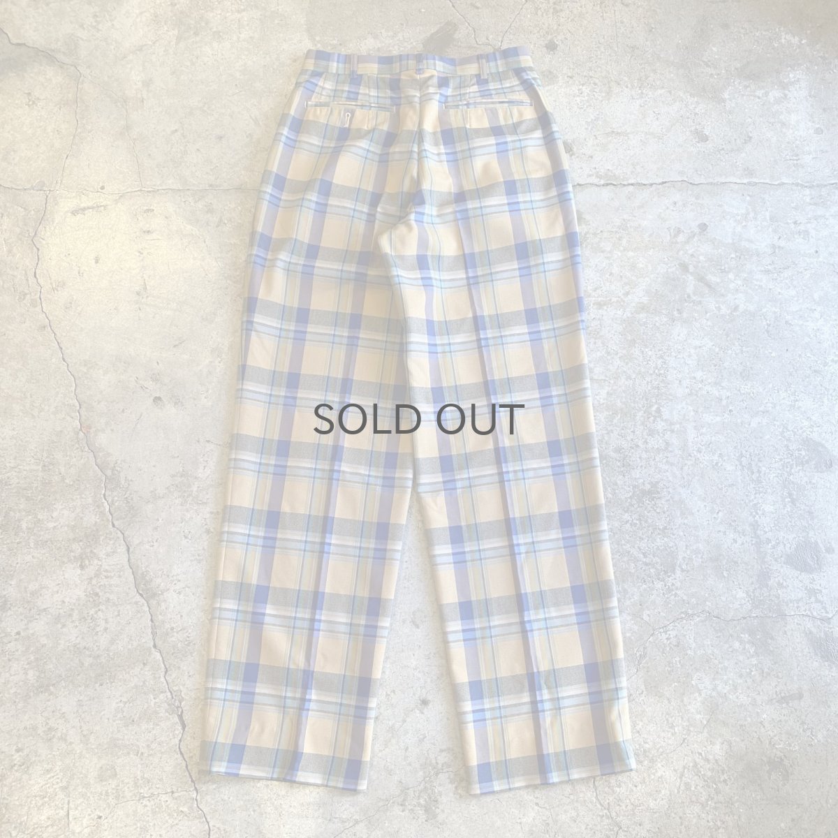 画像2: COLOR CHECK PATTERN 2 TUCK DESIGN SLACKS PANTS / W28 (2)