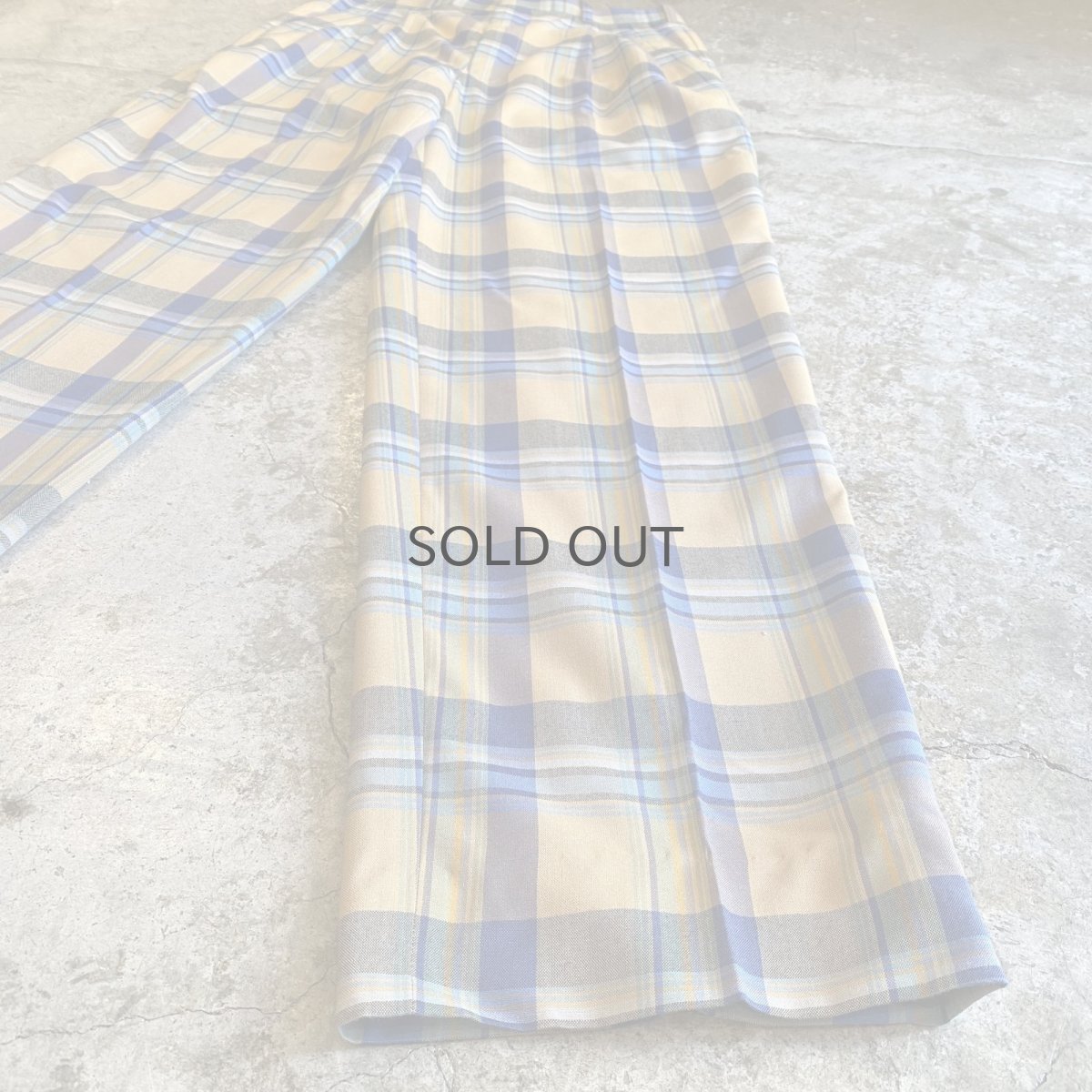 画像4: COLOR CHECK PATTERN 2 TUCK DESIGN SLACKS PANTS / W28 (4)