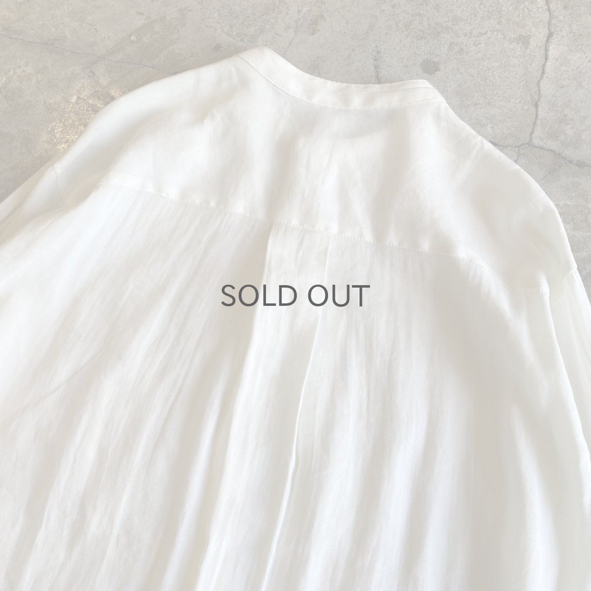 画像12: NO COLLAR PLEATS DRESS DESIGN L/S SHIRT / Ladies L (12)