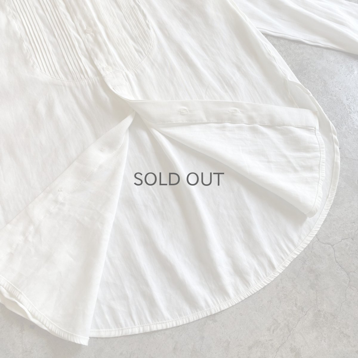 画像10: NO COLLAR PLEATS DRESS DESIGN L/S SHIRT / Ladies L (10)