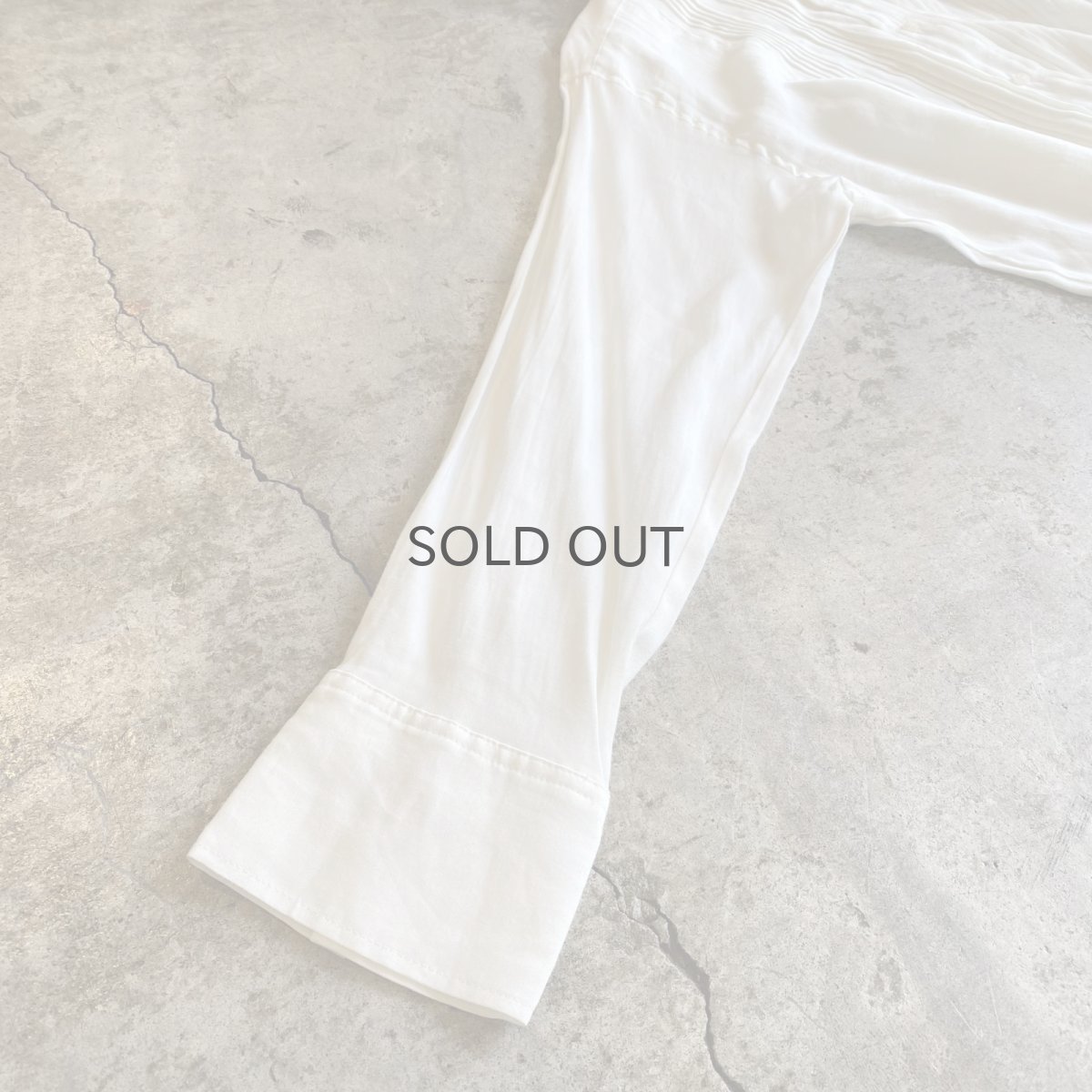 画像9: NO COLLAR PLEATS DRESS DESIGN L/S SHIRT / Ladies L (9)