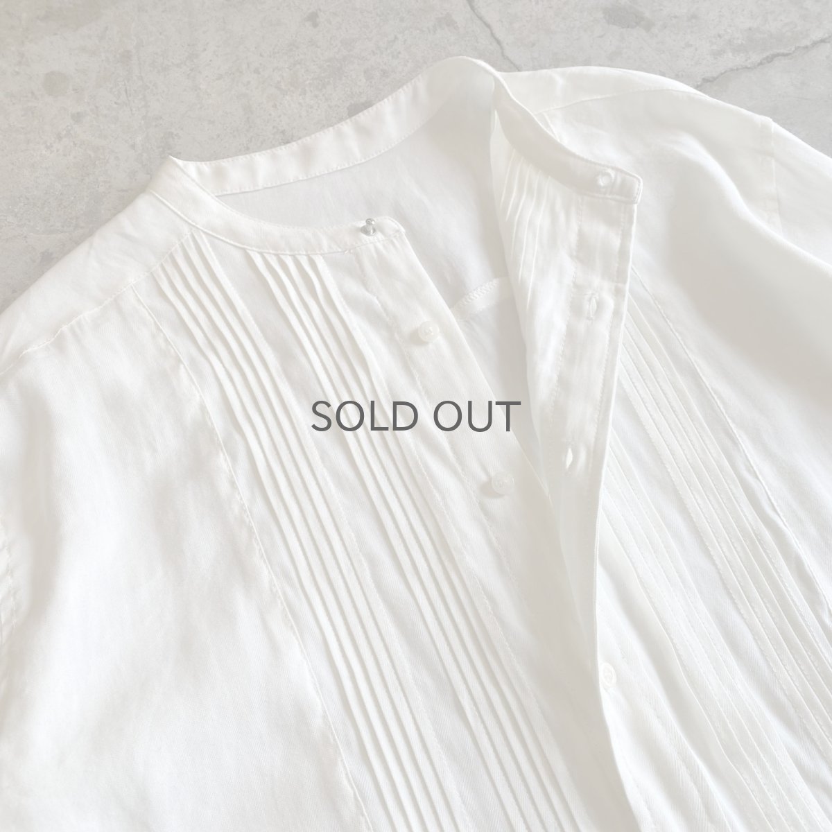 画像8: NO COLLAR PLEATS DRESS DESIGN L/S SHIRT / Ladies L (8)