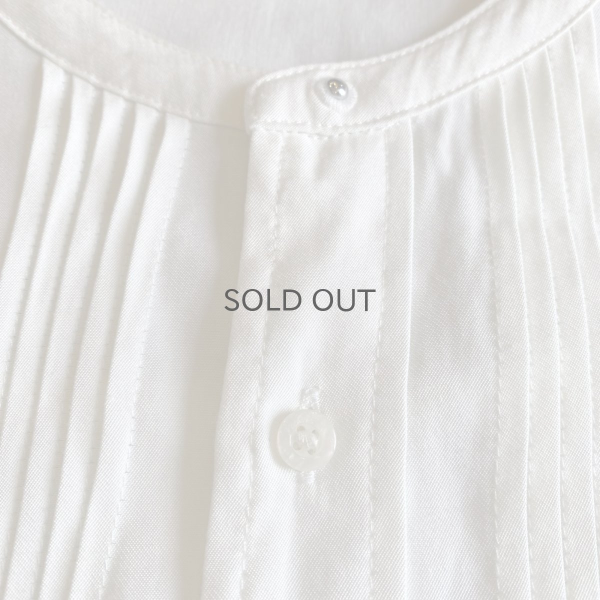 画像5: NO COLLAR PLEATS DRESS DESIGN L/S SHIRT / Ladies L (5)