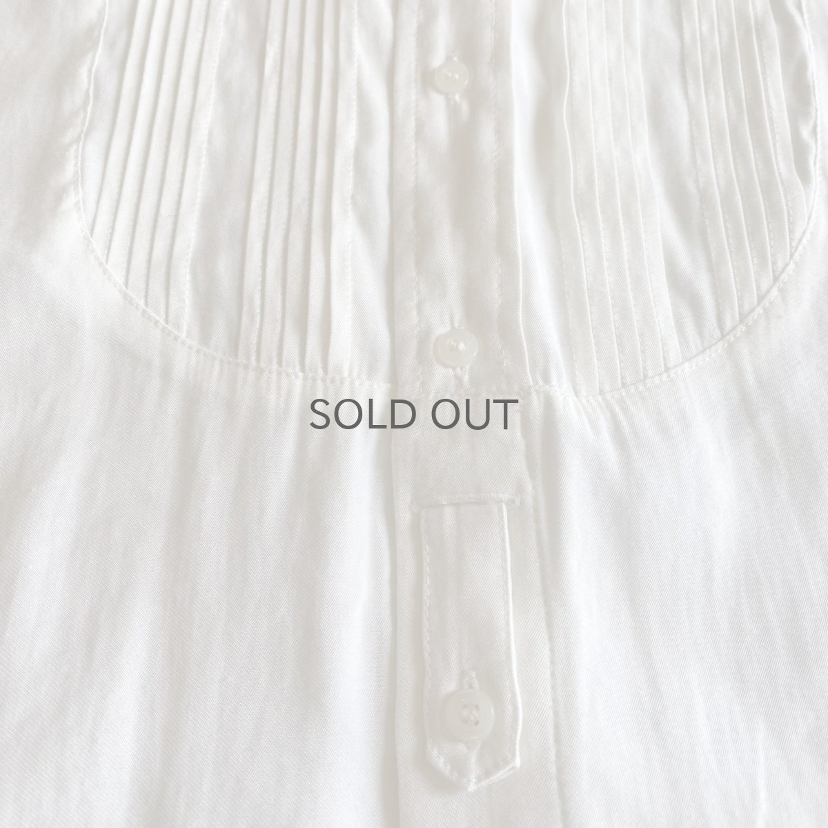 画像6: NO COLLAR PLEATS DRESS DESIGN L/S SHIRT / Ladies L (6)