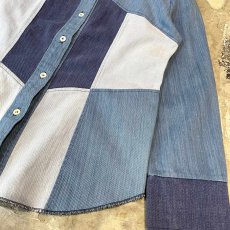 画像6: 70's PATCHWORK DENIM PATTERN L/S SHIRT / Mens M (6)