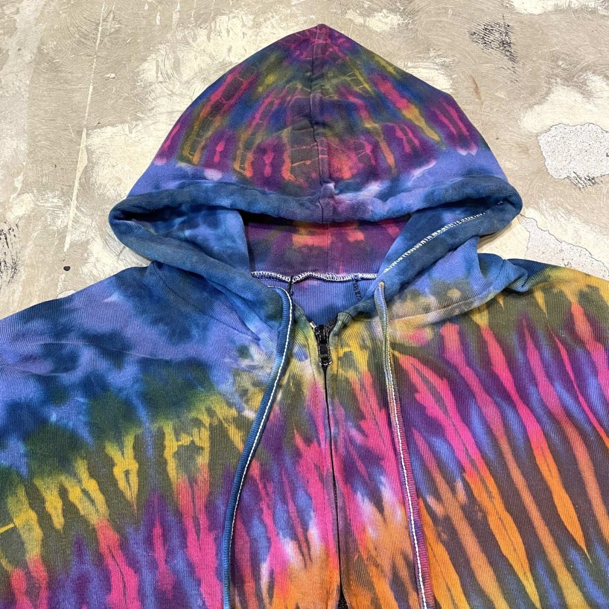 画像10: TIE DYE PATTERN ZIP UP SWEAT HOODIE / Mens M~L (10)