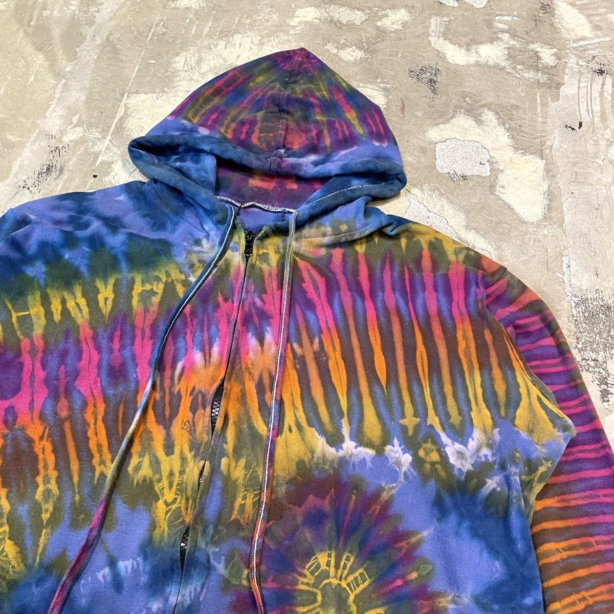 画像4: TIE DYE PATTERN ZIP UP SWEAT HOODIE / Mens M~L (4)