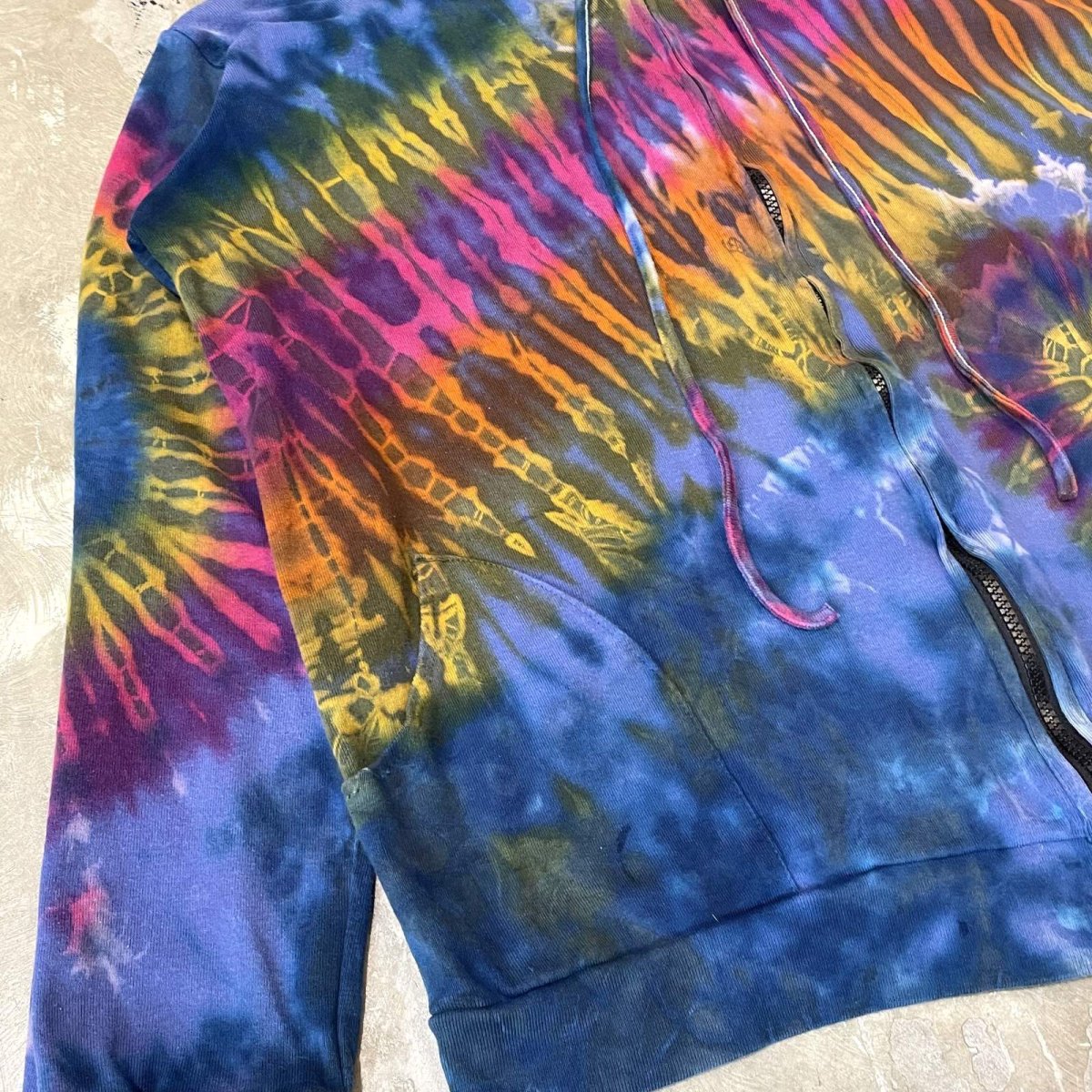 画像5: TIE DYE PATTERN ZIP UP SWEAT HOODIE / Mens M~L (5)