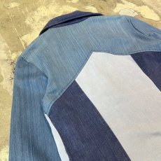 画像9: 70's PATCHWORK DENIM PATTERN L/S SHIRT / Mens M (9)