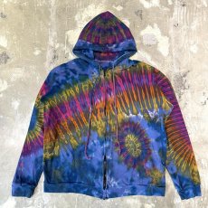 画像1: TIE DYE PATTERN ZIP UP SWEAT HOODIE / Mens M~L (1)