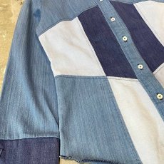 画像5: 70's PATCHWORK DENIM PATTERN L/S SHIRT / Mens M (5)
