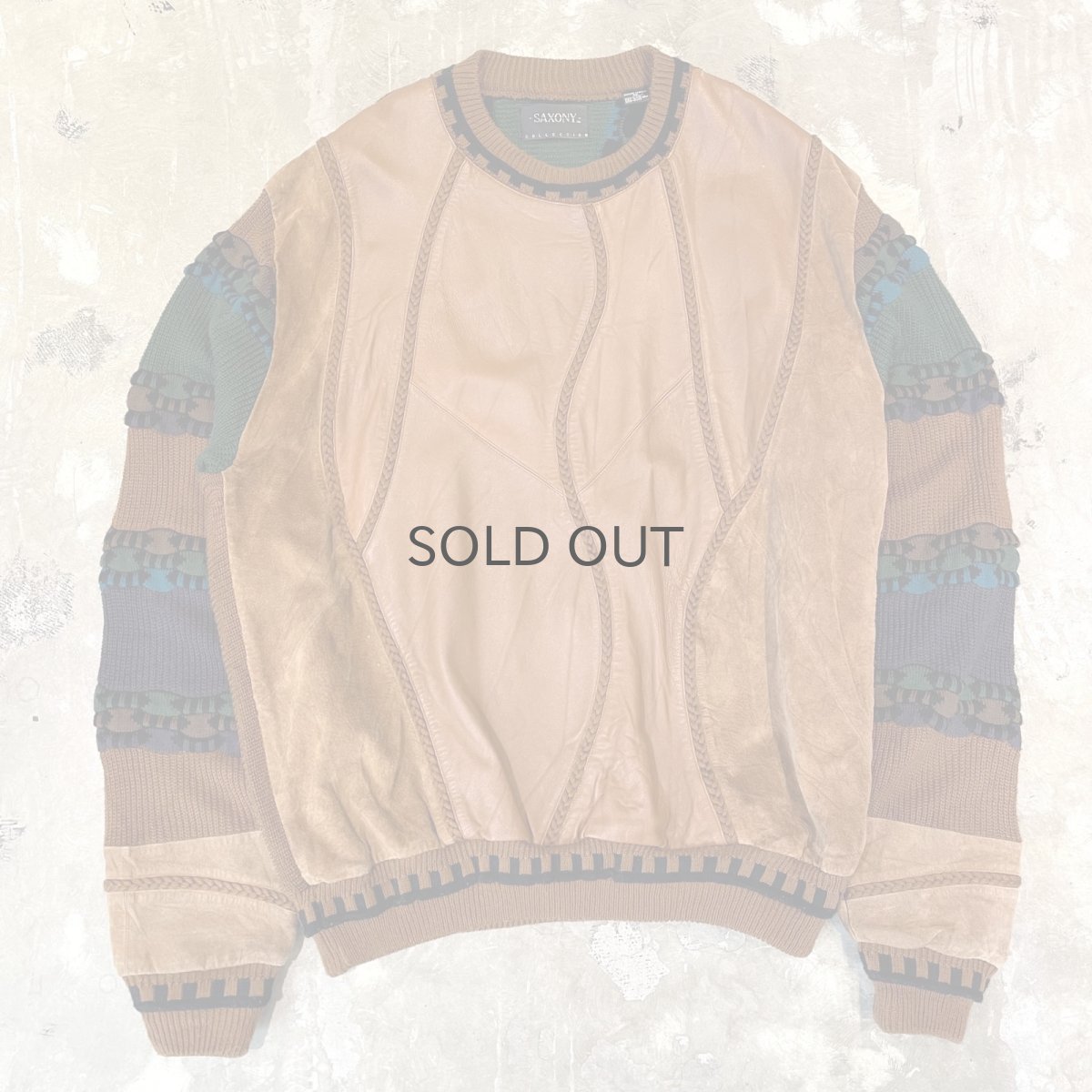 画像1: REAL LEATHER × KNIT SWITCHED SWEATER / Mens XXL (1)