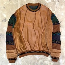 画像1: REAL LEATHER × KNIT SWITCHED SWEATER / Mens XXL (1)